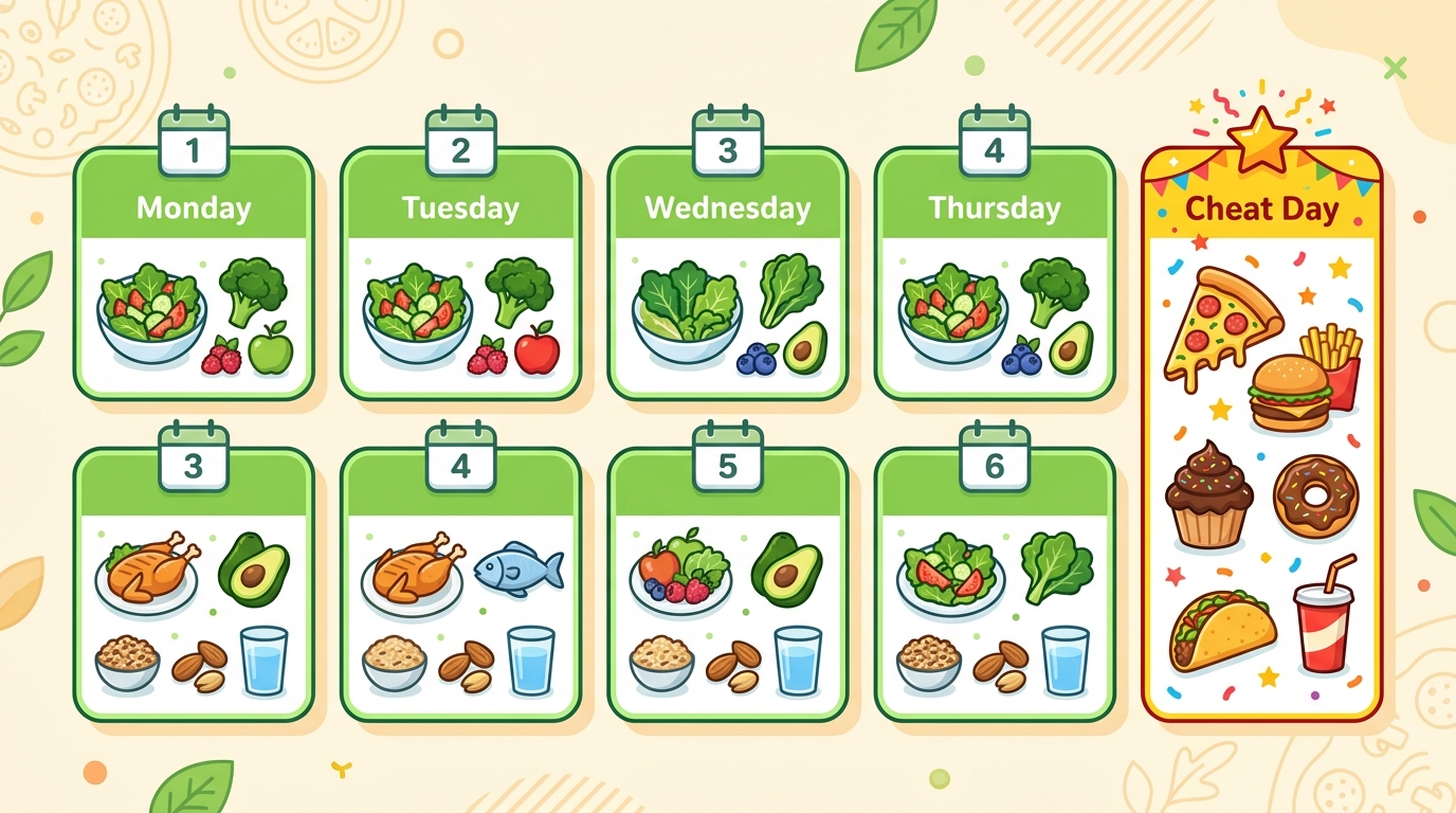 チートデイを取り入れた週間ダイエットスケジュールのイメージ