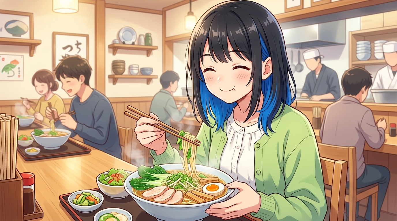 ラーメンを楽しみながらダイエットする女の子